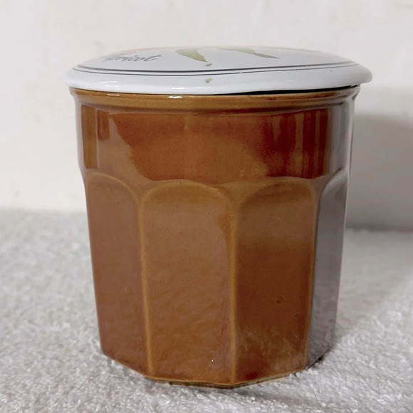 Vintage MCM Apricot 12oz Ceramic Canister Jar  Container - Picture 2 of 12